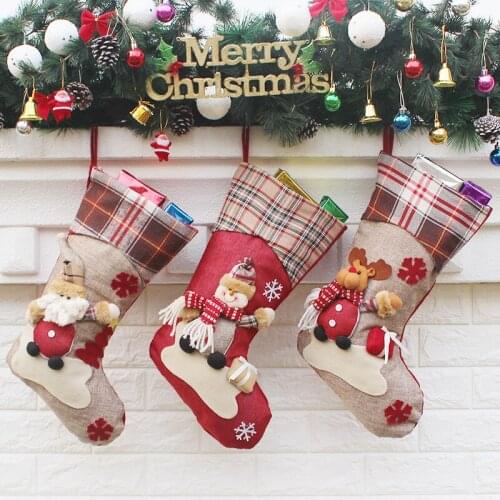 Christmas Decorations Large Christmas Socks New Year Decorations Gifts Santa Claus Snowman Stocking Candy Bags Gift Bags