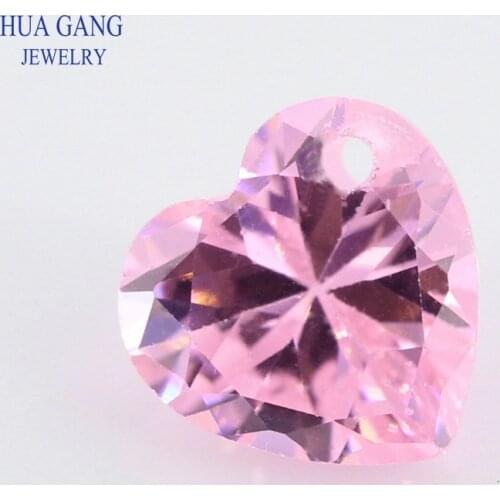 Single Hole AAAAA Heart Shape Pink Cubic Zirconia Stone For Jewelry Making 4x4~12x12mm High Quality CZ