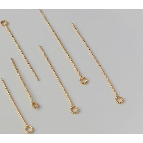 Vacuum plating gold copper Twisted 9-shaped Pins end needles for making jewelry accessories 0.7mm 30pcs