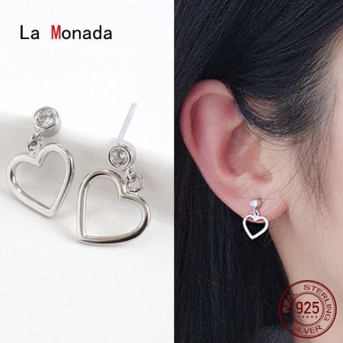 La Monada Stud Small Earrings For Women Heart Hanging 925 Sterling Silver Earrings Woman Ear Piercing Stud Earrings For Girls