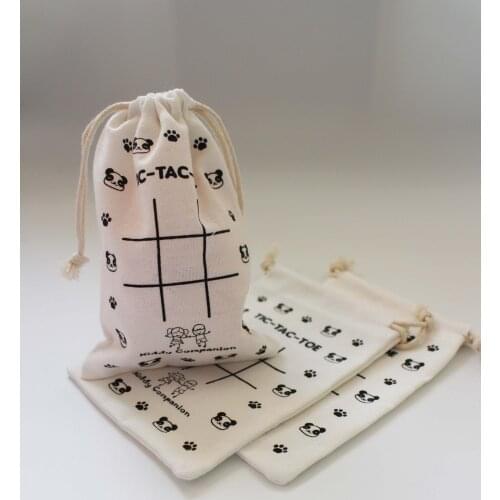 Silk Screen Printing Cotton Drawstring Pocket Custom Logo Jewelry Bag Cotton Pouch