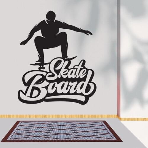 SkateBoard Font Text Silhouette Wall Art Skate Boarding Sport Sticker Decal For Home Decoration A001530