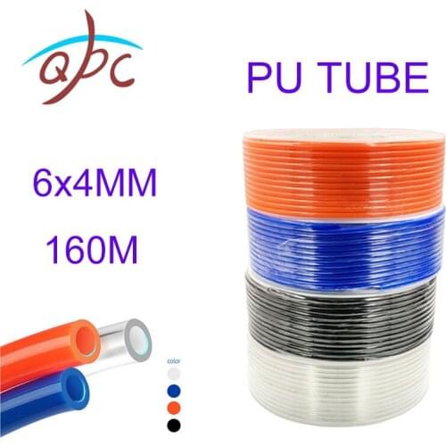 160meters/roll 6x4mm Air Hose For Compressor Polyurethane Tubing Pneumatic Tube Pipe PU Hoses Black Transparent Red Blue