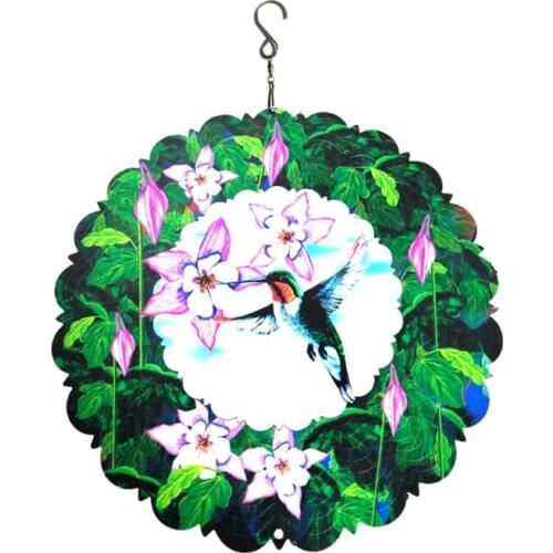 Hummingbird Wind Spinner 3D Metal Sculptures Kinetic Hanging Whirligig Windmill Patio Lawn Crafts Ornaments Yard Art Garden Dec