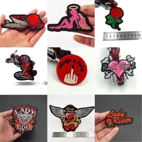 LADY RIDER Embroidered punk biker Patches Clothes Stickers Apparel Accessories Badge