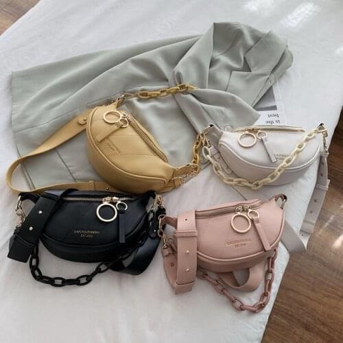 Women PU Leather Crossbody Bags Chain Small Shoulder Simple Bag Lady Handbags Purses