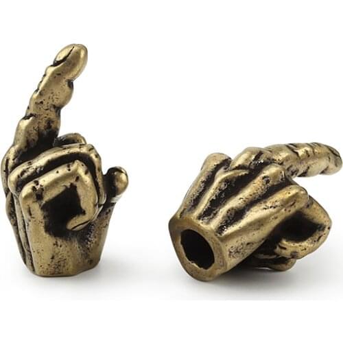 Finger Gestures Paracord Beads Middle Finger Brass Knife Beads Umbrella Rope Bead