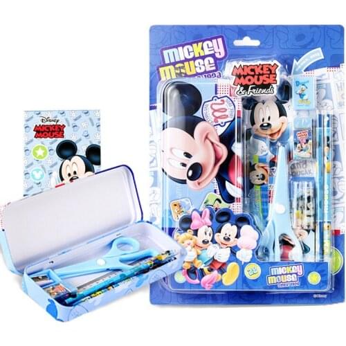 10-piece Disney Stationery Set Cartoon Mickey Stationery Box Pencil Eraser Scissors Combination Set School Supplies Gift