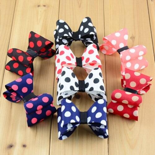100pcs/lot Wholesale 3.2" Vintage Dots Stain Hair Bows Without Clips 8color U Pick girls Rose Bow DIY Accessories HDJ33