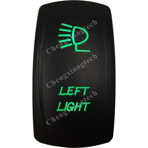 DC 12V 24V LEFT LIGHT Rocker Switch GREEN Led lamp 5 Pin ON/OFF SPST Waterproof IP66