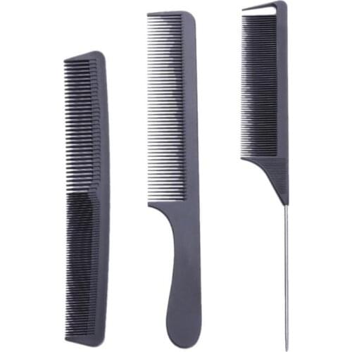 3pcs/Set Anti-Static Carbon Cutting Comb Professional Beauty Salon Styling Comb Styling Tools Hairdressing Barbers Handle Brush