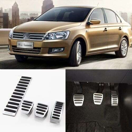 4pcs Aluminium Non Slip Foot Rest Fuel Gas Brake Pedal Cover For VW Santana 2013-2016 MT