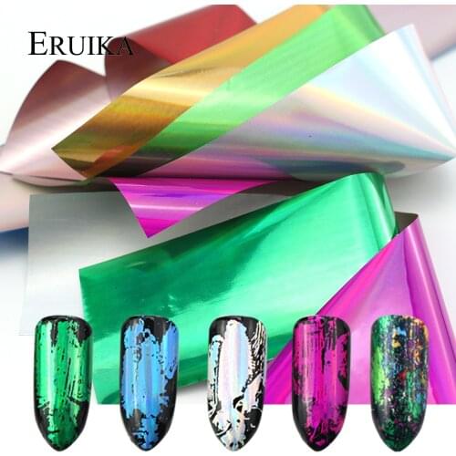 7pcs/set Rainbow Mix Color Nail Foils Sticker Holo Adhesive Designs Transfer Glitter Gel Polish Accessory Nail Art DIY Decor Set