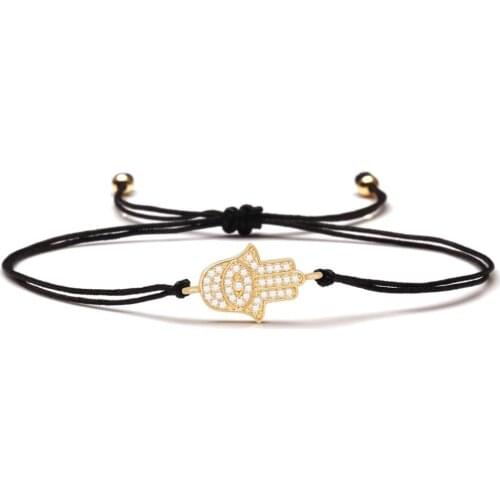 White Cubic Zirconia Stones Hamsa Hand Luck Charm Bracelet For Women 2020 New Fashion CZ Fatima Red String kabbalah Jewelry Gift