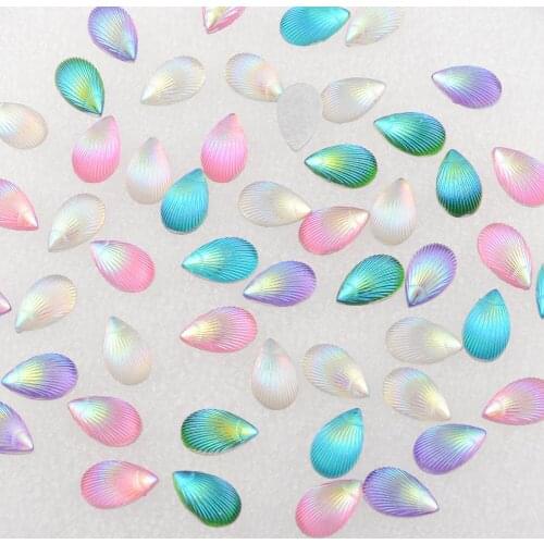 BOLIAO 40Pcs 8*13mm (0.31*0.51in) AB Drop Shape Resin Rhinestone Flatback For Crafts Clothing Dress Decoration