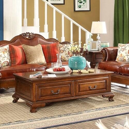 American style tea table TV cabinet combination living room European style all solid wood tea table small family kungfu tea tabl