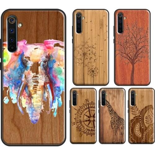 Bamboo Wood Pattern Skull Print Case For OnePlus 9 Pro 8 Pro Nord 8T 9R Cover For Realme 8 Pro C3 C11 C15 C21 Q3 6 7 Pro