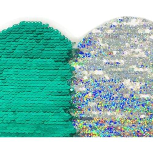 Sequins Reversible Love Heart Sew On Patch Badge Applique Clothes DIY Decor