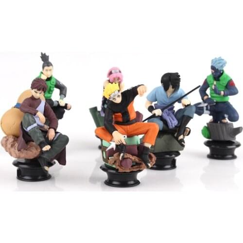 6PCS/lot Naruto Shippuden Figurine Model 7CM Sasuke Gaara Kakashi Haruno Action Figures Chess Statue Collectible Christmas gift
