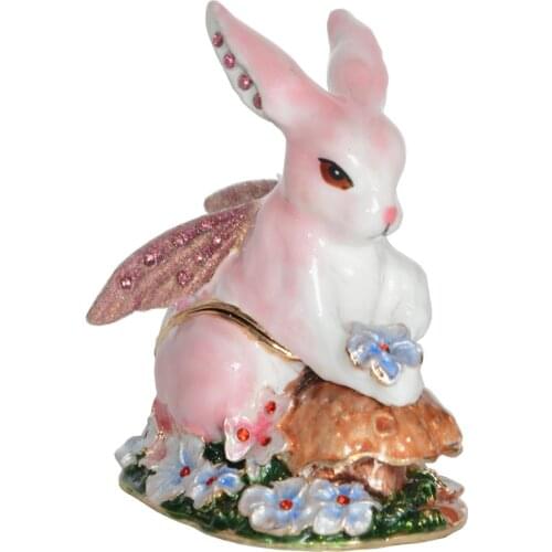 Fairy Rabbit Enameled Trinket Box Bunny Jewelry Box Rabbit Figurines Creative Gifts