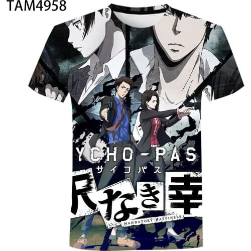 Japanese Anime Psycho Pass Summer New 3D Mens Womens Short Sleeve T-Shirt Casual Boys Girls Childrens Fashion Cool Top