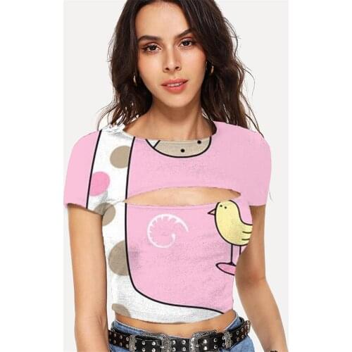 Somepet Giraffe T shirt Women Chick Navel Bare Animal T-shirts 3d Christmas Tshirts Casual Lovely Shirt Print Short Sleeve