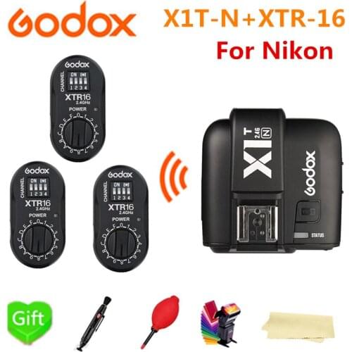Godox X1T-N 2.4G Wireless X-System TTL HSS Transmitter Tigger + 3* XTR-16 Flash Receiver For NIKON D800 D700 D7100 D5200 D5100