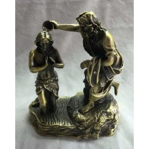 Christian Catholic Holy Ornament copper casting Jesus ablution baptism severe test crafts gift lamb god home decor statue figure