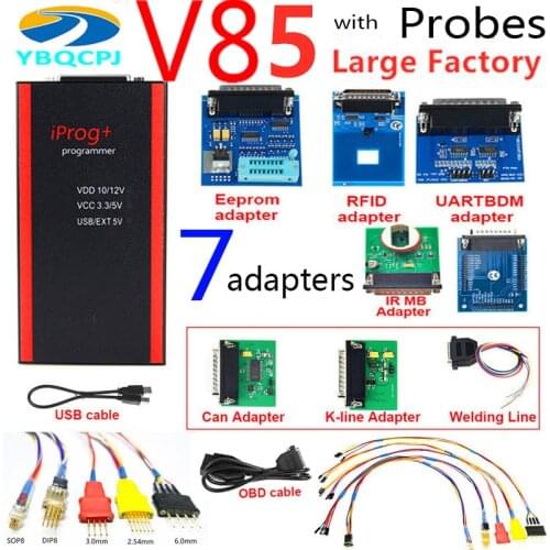 Iprog+ Iprog V85 Pro Programmer with Probes Adapters for in-circuit ECU Support IMMO+Mileage Correction+Airbag Reset till 2019