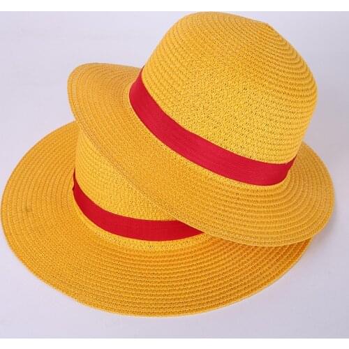 One Piece Luffy Straw Hat Anime Cosplay Cartoon Cap Breathable Beach Summer Hats For Women Wide Brim Sun Hat UV Protection Caps