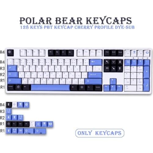 PBT keycap 129-key Cherry Profile DYE-SUB personalized Japanese Polar Bear keycap for Cherry MX Switch mechanical keyboard
