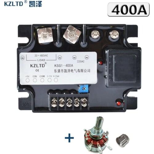 KZLTD Single Phase Solid State Relay 400A 4-20MA 0-5VDC 0-10VDC to 20-480V AC Voltage Regulator Module 400A SSR Relay Relais