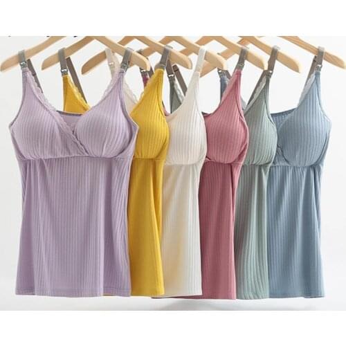Summer Breastfeeding Clothes Sling Vest Pregnant Women Removable Bra Nursing Top Casual Maternity Clothes Pregnancy Cami Tank