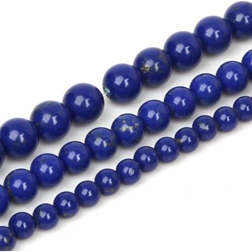 Best Selling 6mm 8mm 10mm Lapis Lazuli Round Beads Synthetise Dyed 15" For DIY Bracelet Necklace Jewelry Making