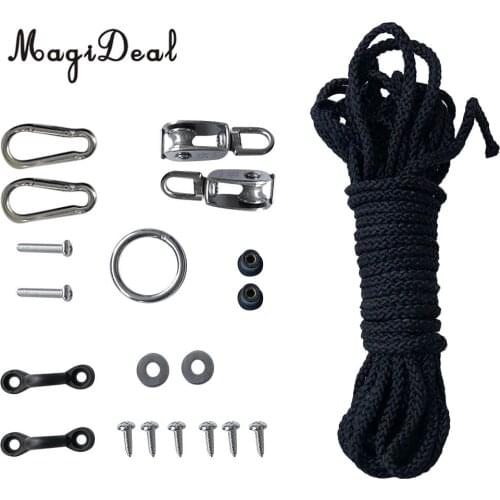 MagiDeal 20Pcs/Set Canoe Kayak Anchor Trolley Kit Rope Pad Eye Loop Ring Screw Pulley Well Nuts Hardware DIY Accessories