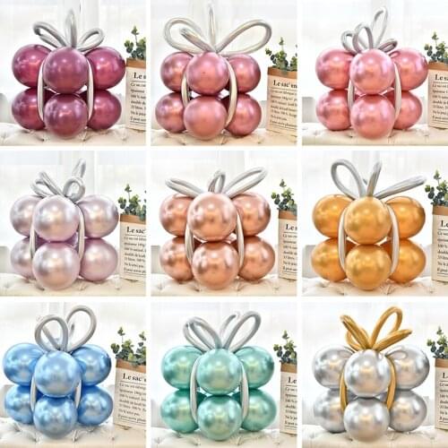 Rose Gold Gift Box Shape Metal Balloons Metallic Magic Strip Balloon Happy Birthday Baby Shower Wedding Party Christmas Supplies