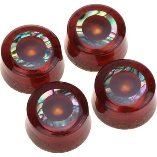 Musiclily Pro B-Stock Metric Size Abalone Circle Top Guitar Speed Control Knobs for Epiphone Les Paul SG Style, Amber(Set of 4)
