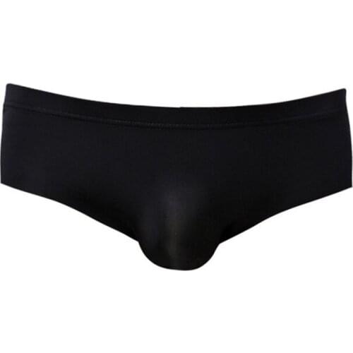 Mens Underwear Thin Ice Silk Briefs Transparent Sexy Young Pure Color