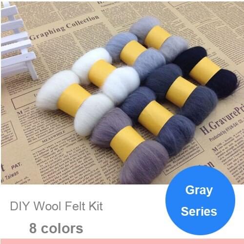 Gray Series Wool Felt Handmade Diy Kit Material 5g/Colour 8colours