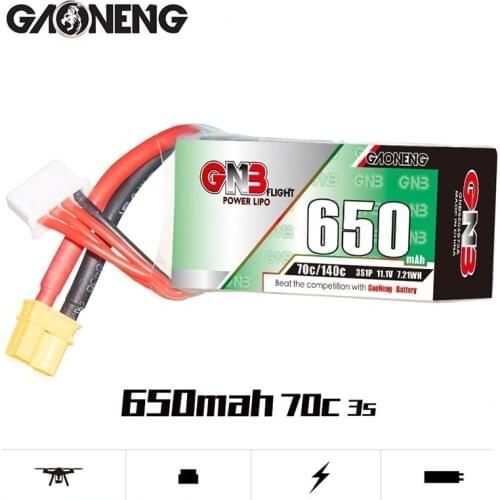 Upgrade Max 140C GNB 3S HV Lipo Battery 650mAh 11.1V 70C XT30U-F Plug for FPV Racing Drone 4 axis UAV RC Quadcopter RC Drone