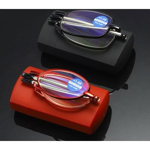 Hot Fashion MINI Design Reading Glasses Men Women Folding Small Glasses Frame Black Metal Glasses With Original Box Portable