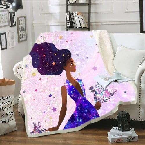 Passionate African Girl Sherpa Blanket Bedspread Velvet Plush Soft Comfortable Home Camping Aircraft Blanket thrown on the Sofa