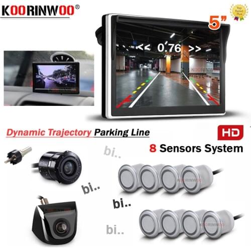 Koorinwoo Dynamic Trajectory Parktronic Car Parking Sensor 8 Window Sucker Car LCD Monitor Buzzer Jalousie Car Rear view camera
