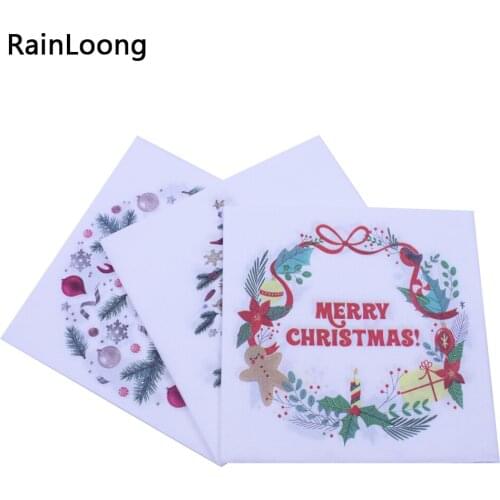 [RainLoong] Print Merry Christmas Deer Paper Napkin Tissue For Christmas Party Table Decoration 33*33cm 1 pack (20pcs/pack)