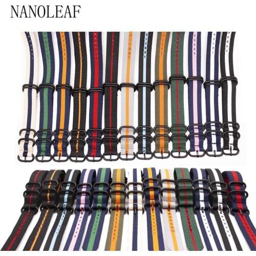 One-Piece Heaby-Duty Military Nylon Watch Band 18MM 20MM 22MM 24MM Replease Wristband for NATO Style Strap with Ring Buckle