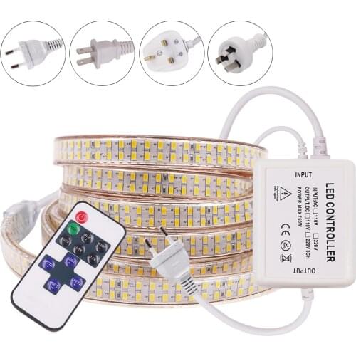 Super Bright 5730 LED Strip Light 220V Double Row 240 LED Flexible Tube Lamp Waterproof Dimmable Home Lighting US EU UK AU Kit