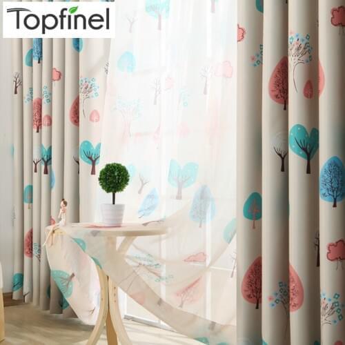 Topfinel Blackout Curtains For Living Room Kid Bedroom Tree Pattern Window Treatment Curtains Baby Room Children Curtains Drapes