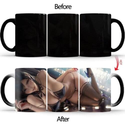 Creative Half naked girl Discoloration mug,Color Changing Cup Ceramic Discoloration Coffee Tea Milk Mugs Novelty Gifts BSKT-070