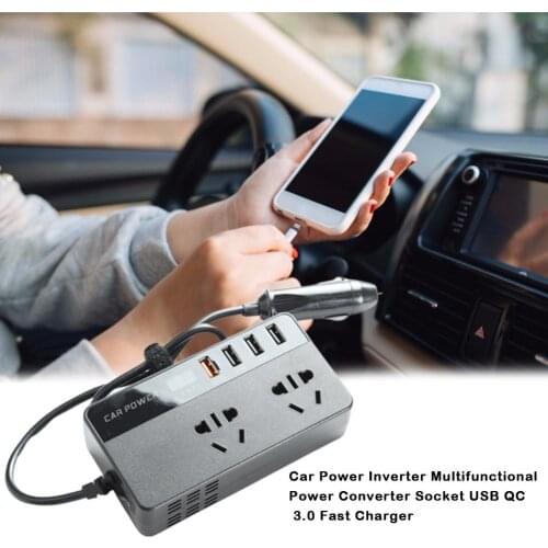 Universal DC12V Car Power Inverter Multi-functional Power Converter Socket Four USB QC 3.0 Fast Charger Car Accessory
