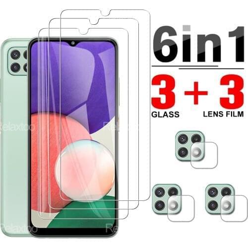 6 in 1 Tempered Protector Glass For Samsung Galaxy A22 4G/5G 6.6'' 22a a 22 Protection Protective Clear Camera Lens Glasses